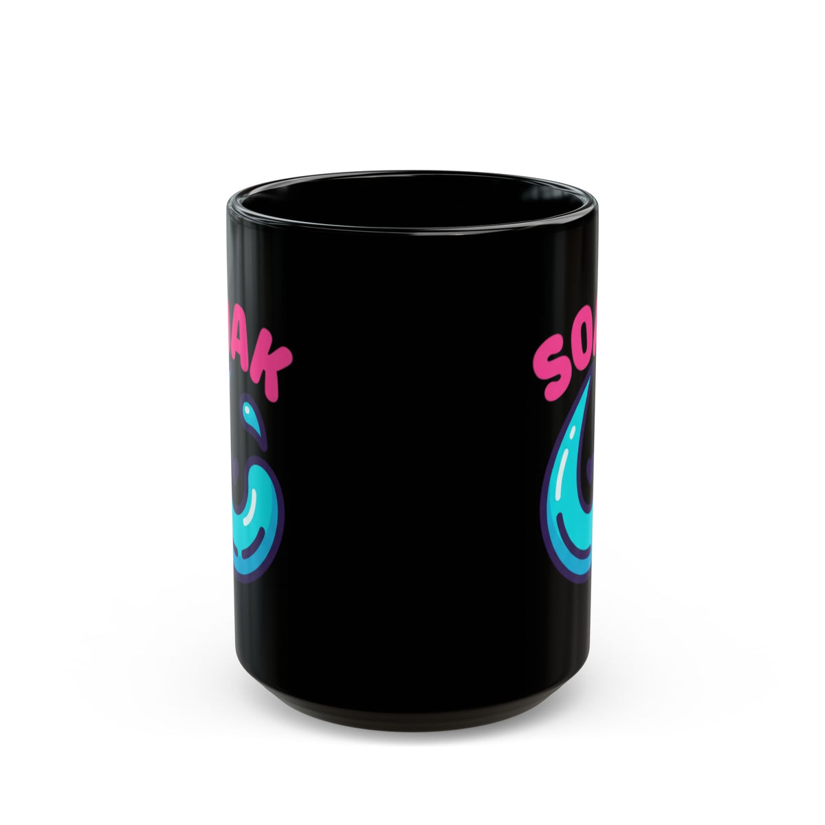 "Soaking Makes Me Wet" Black Ceramic Mug — Graphic