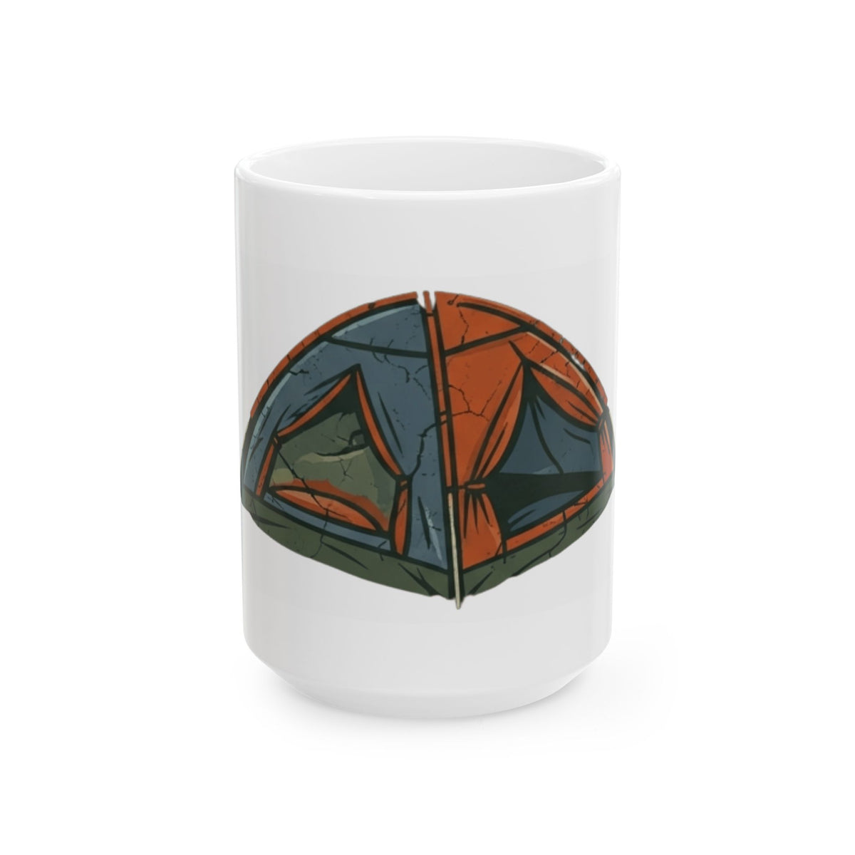 "Pitching A Tent Is My Only Cardio" White Ceramic Mug — Graphic