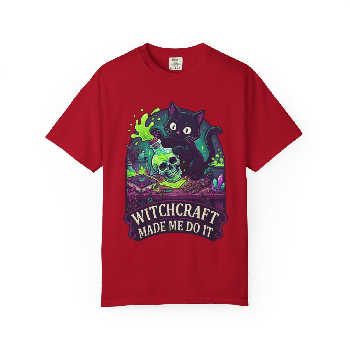 Color: Red | Witchcraft Made Me Do It Unisex Garment-Dyed Tee