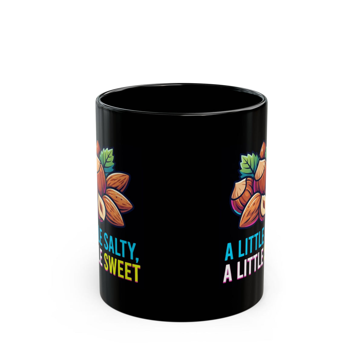 "A Little Salty, A Little Sweet" Black Ceramic Mug