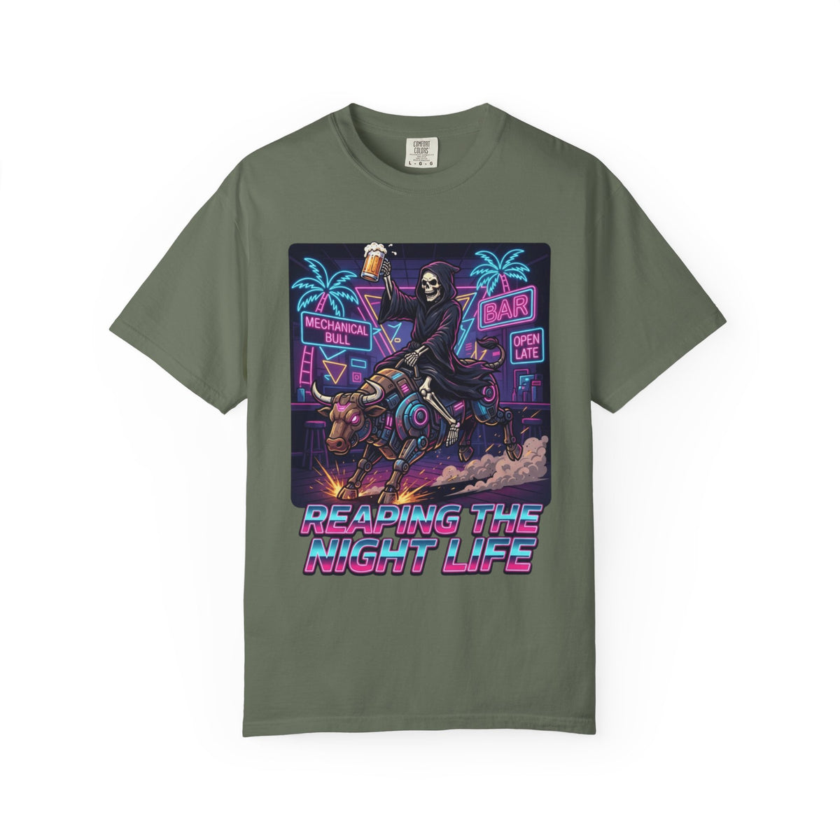 Color: Moss | Reaping the Night Life Unisex Garment-Dyed Tee