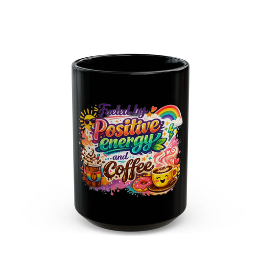 "Fueled by Coffee" Black Ceramic Mug