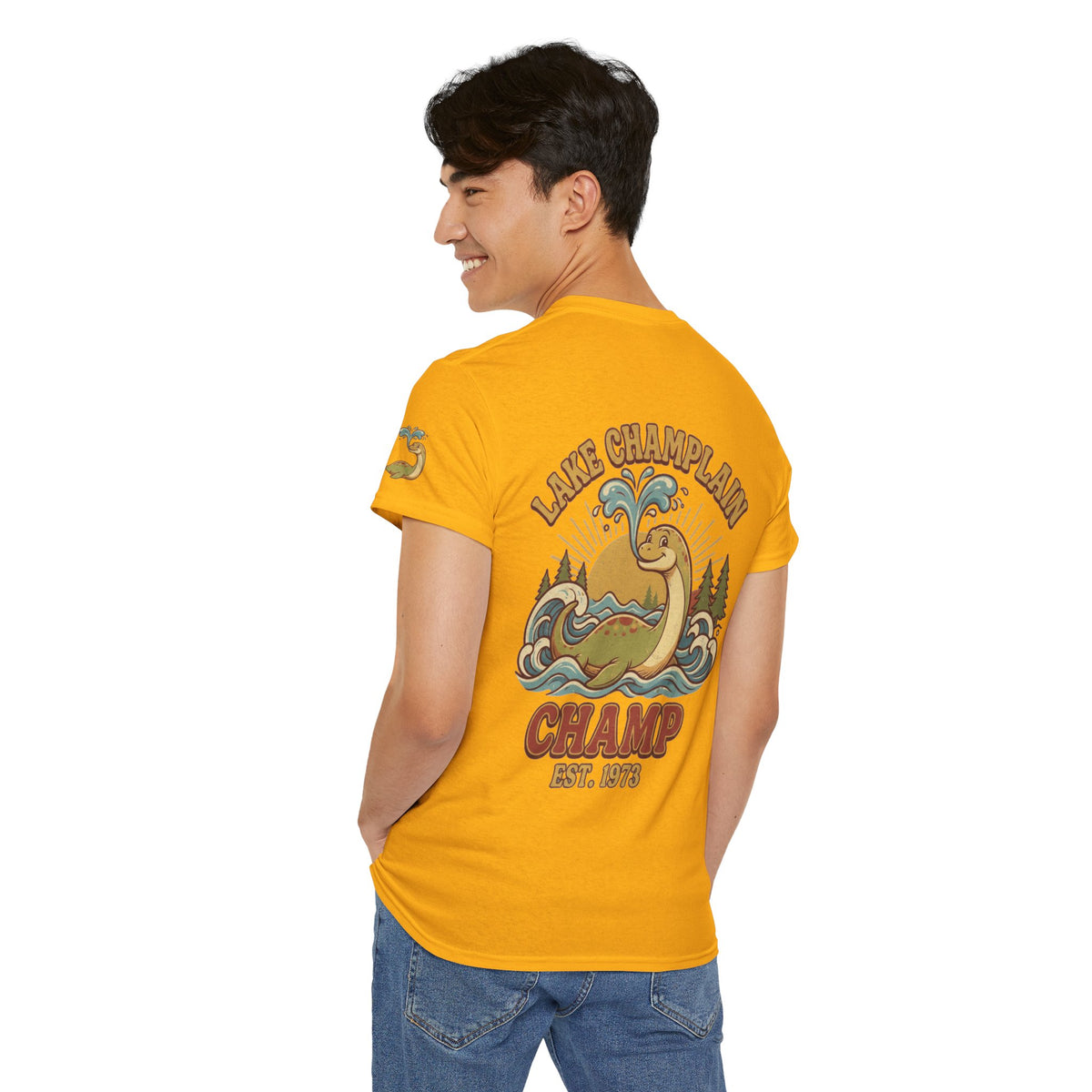 Color: Gold | Champ (Lake Champlain) Premium Graphic Tee