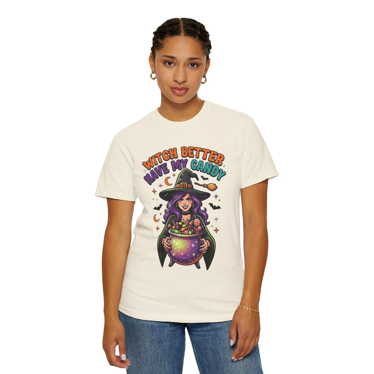Color: Ivory | Witch Better Have My Candy Unisex Garment-Dyed Tee