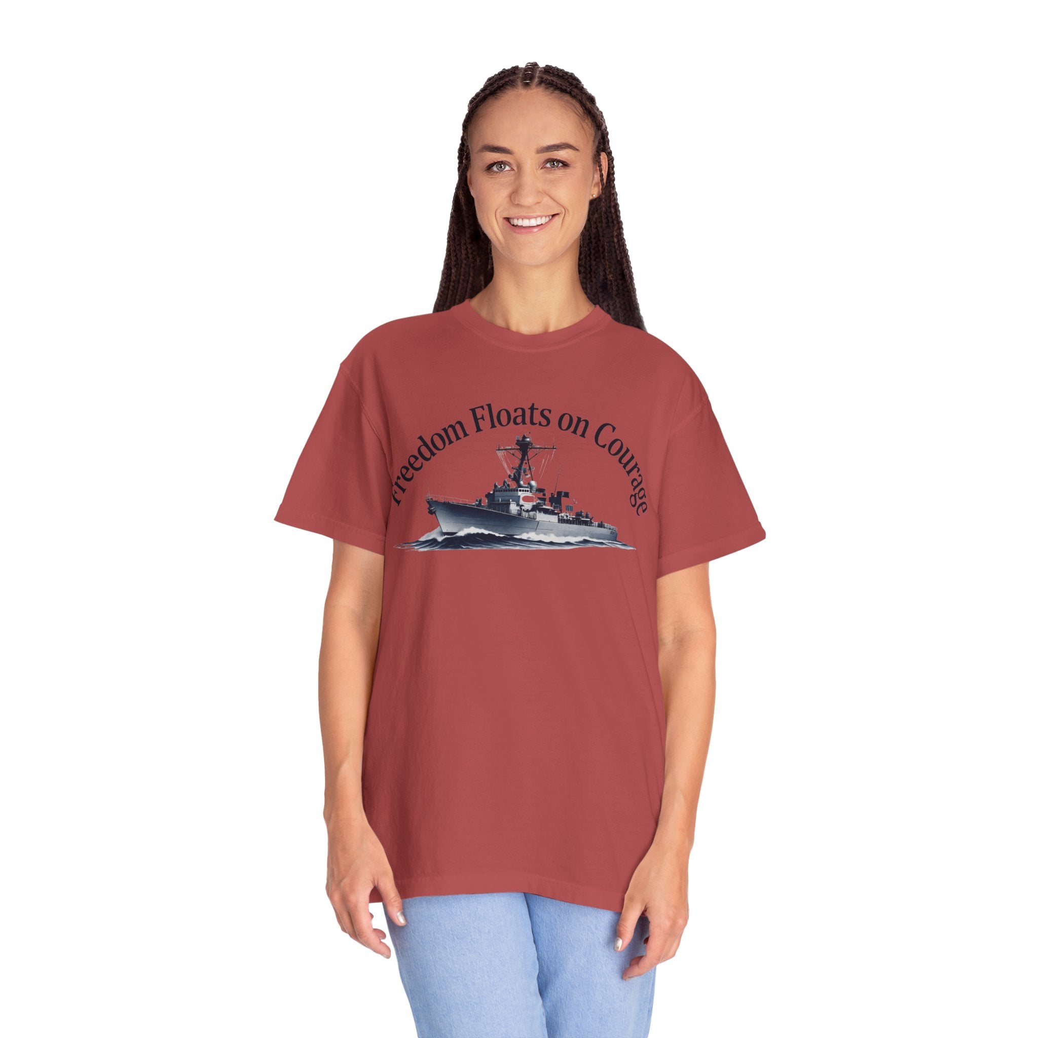 "Freedom Floats on Courage" Unisex Garment-Dyed T-shirt