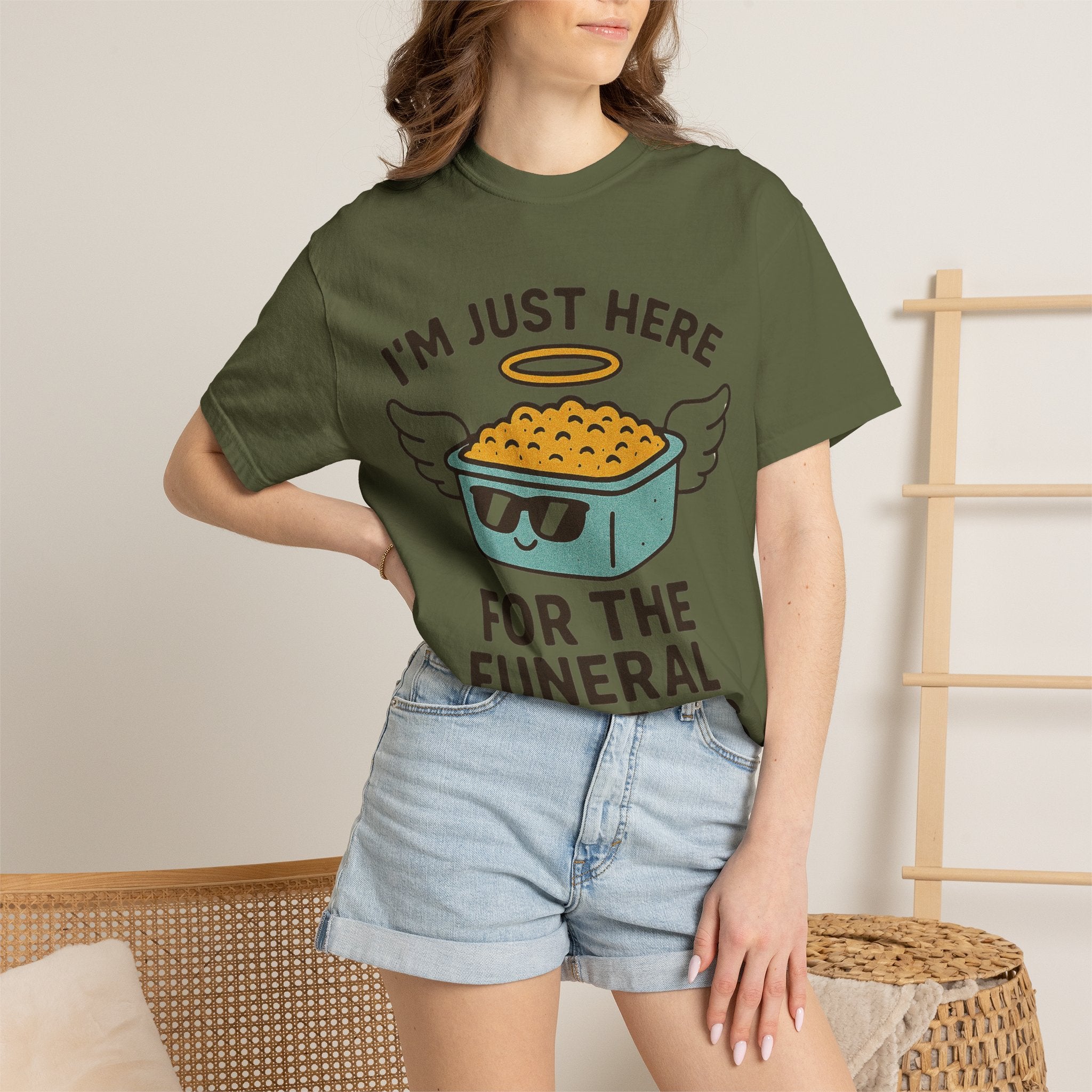 "I'm Just Here for the Funeral Potatoes"  Unisex Garment-Dyed T-shirt