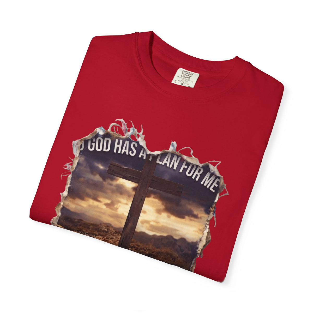 "God Has A Plan For Me" Unisex Garment-Dyed Tee
