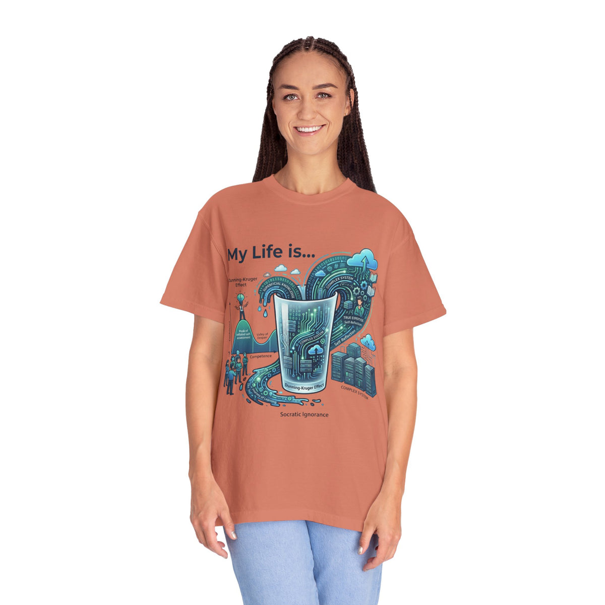Color: Terracotta | Dunning Kruger Unisex Garment-Dyed T-shirt