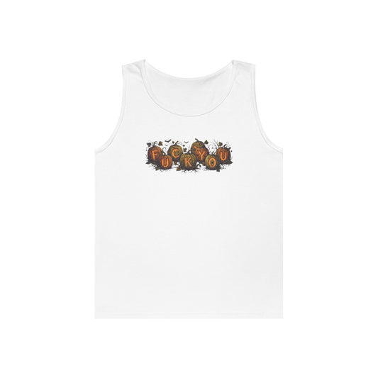 Color: White | Pumpkin FU Tank Top