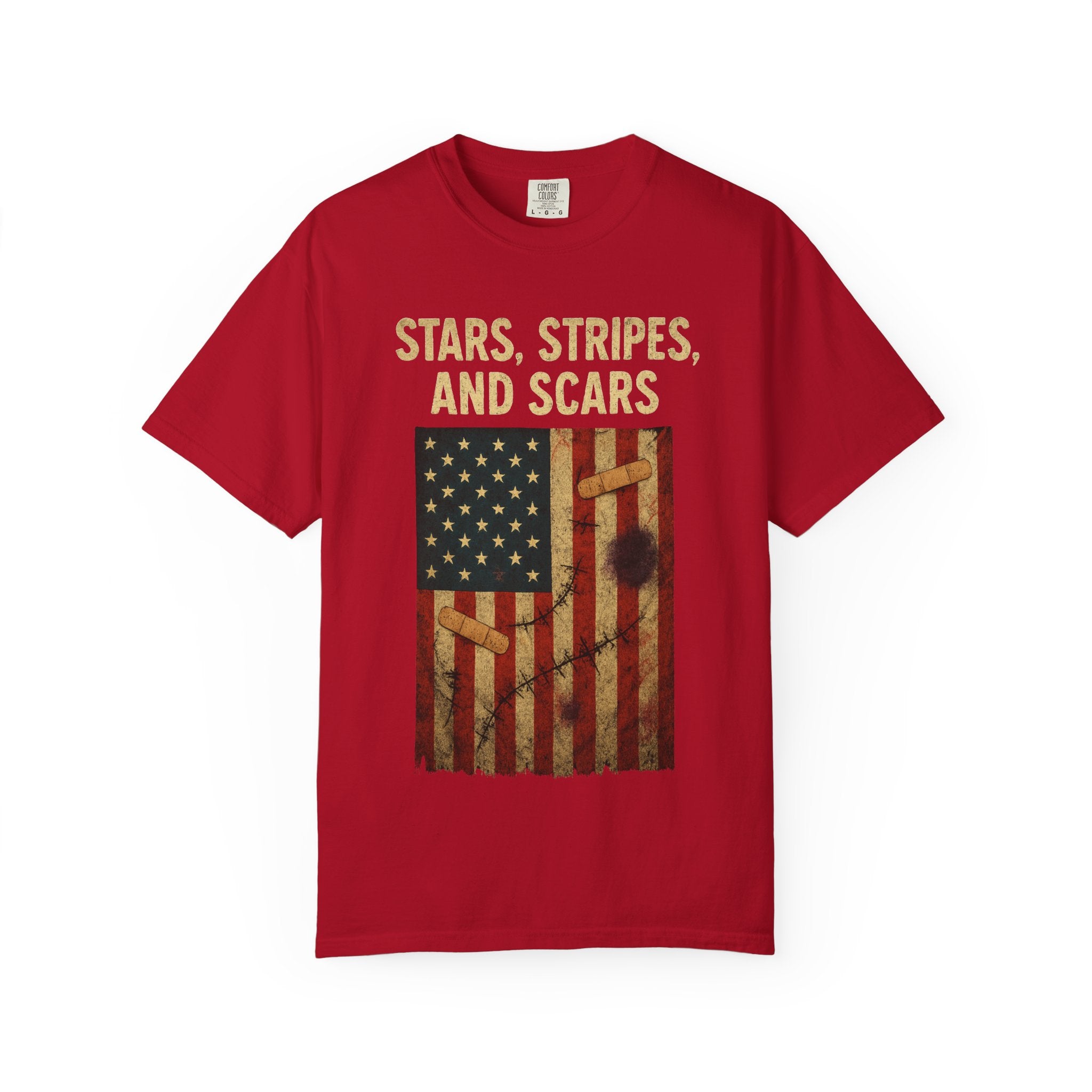 "STARS, STRIPES, AND SCARS" Unisex Garment-Dyed T-shirt