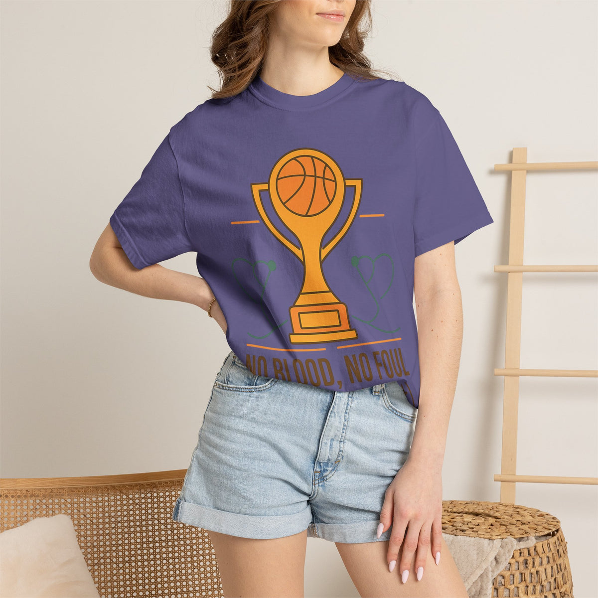 Color: Grape | No Blood, No Foul Unisex Garment-Dyed T-shirt