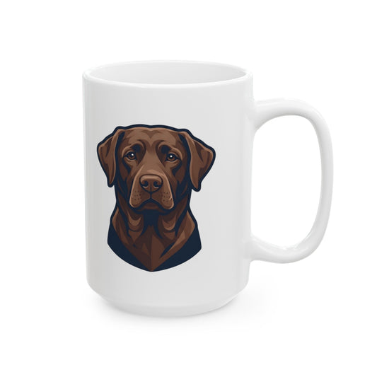 "Labrador Loyalty Swim Fetch" White Ceramic Mug — Graphic
