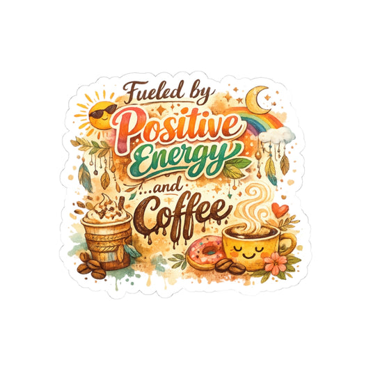 Positive Energy (It's Just Coffee) | Kiss-Cut Sticker — AttitudeShirts