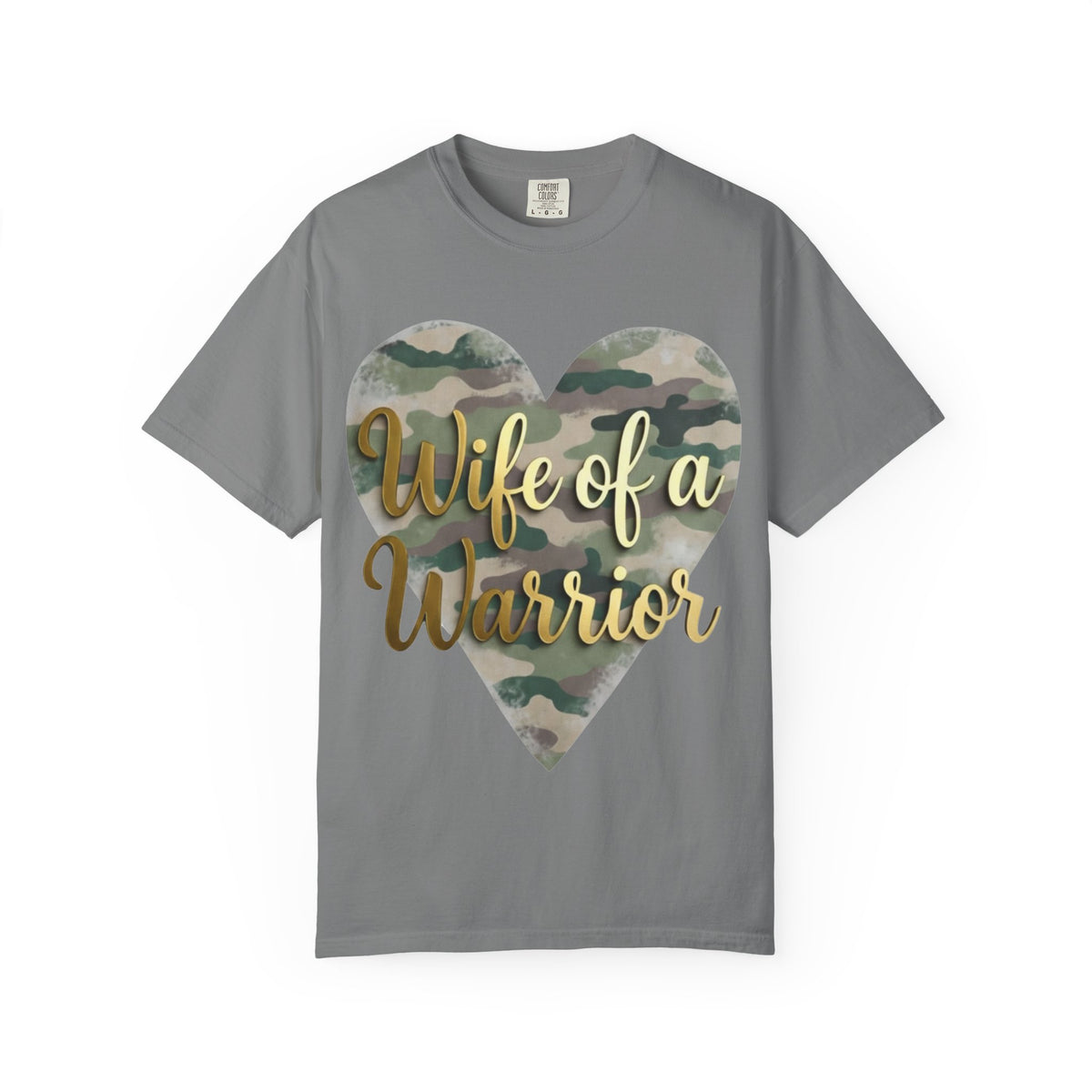 Color: Grey | Wife of a Warrior Unisex Garment-Dyed T-shirt
