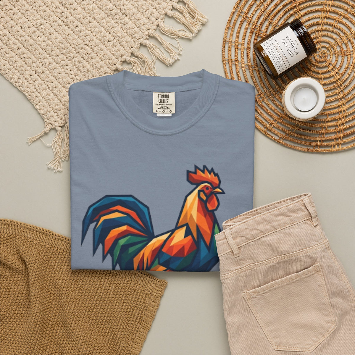 "Barnyard Rooster" Unisex Garment-Dyed Tee