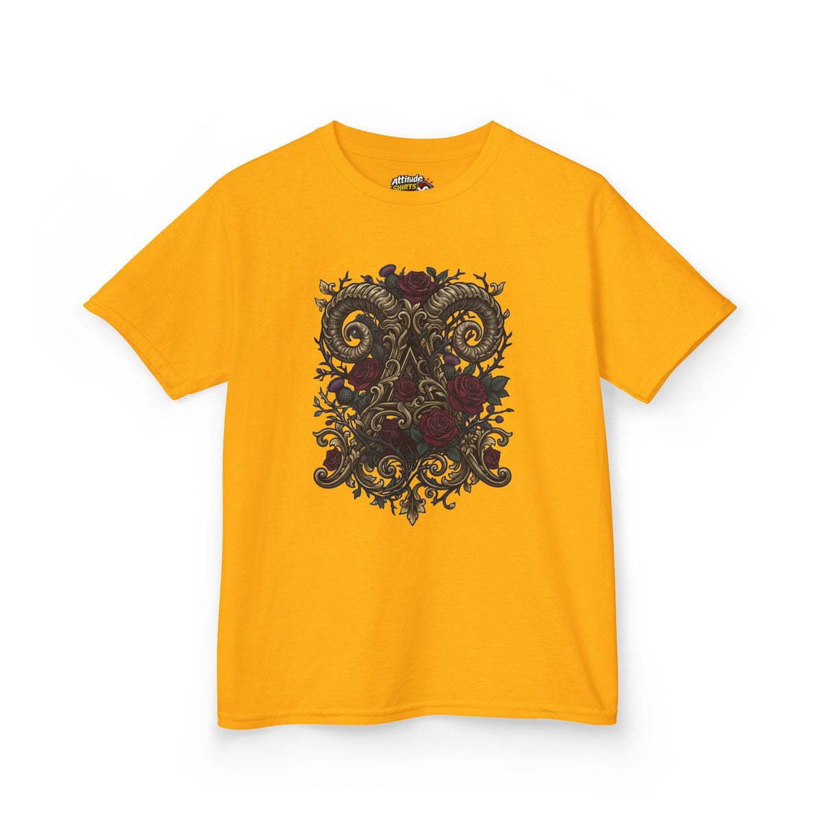 Color: Gold | Floral Monogram Aries Kids Tee