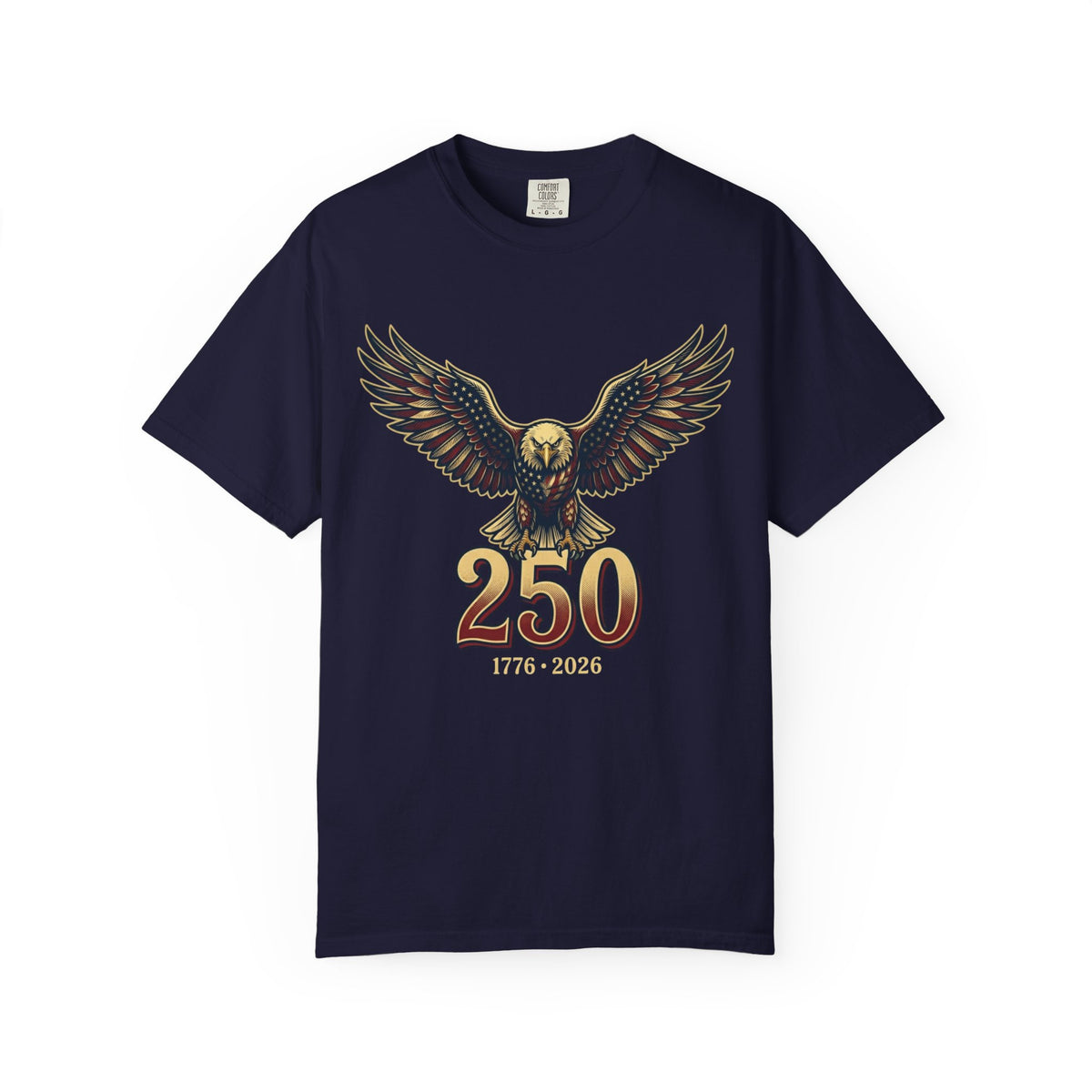 Color: True Navy | USA Eagle 250 Years Unisex Garment-Dyed Tee