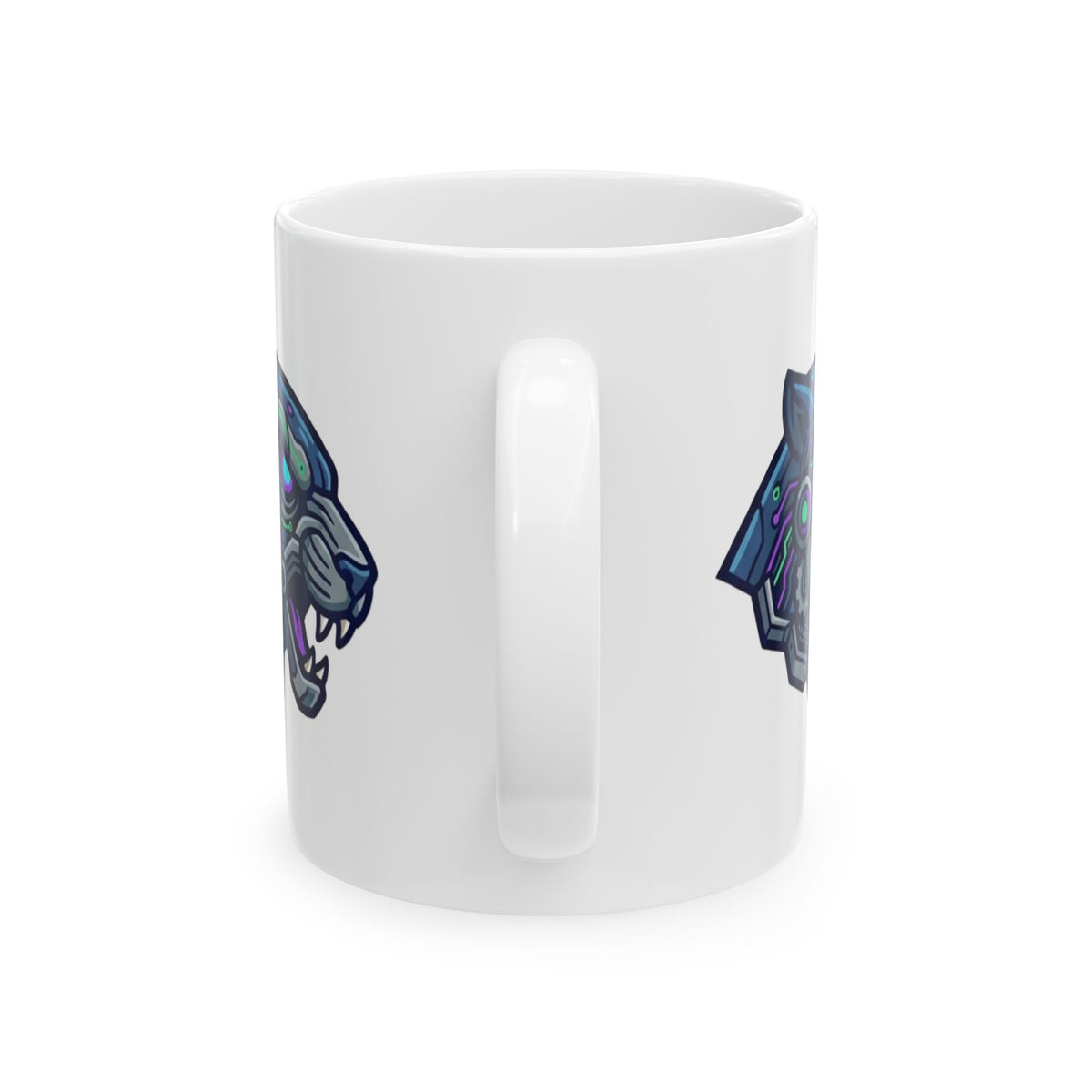 "Cyber Panther" White Ceramic Mug — Graphic