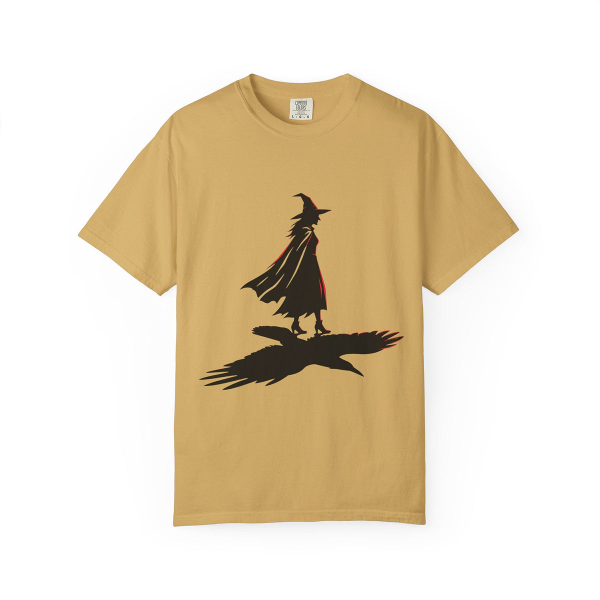 Color: Mustard | Witch With Raven Shadow Unisex Garment-Dyed Tee