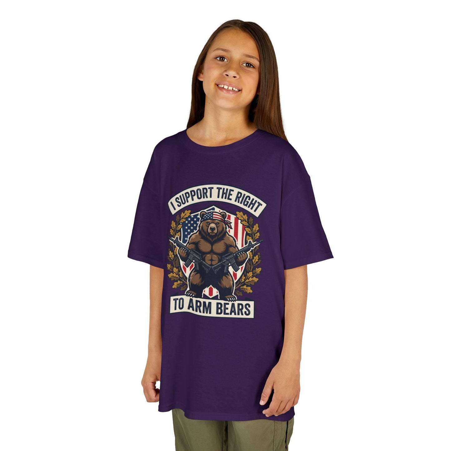 Kids T‑Shirt — "I Support The Right To Arm Bears" Patriotic Bear Graphic Tee