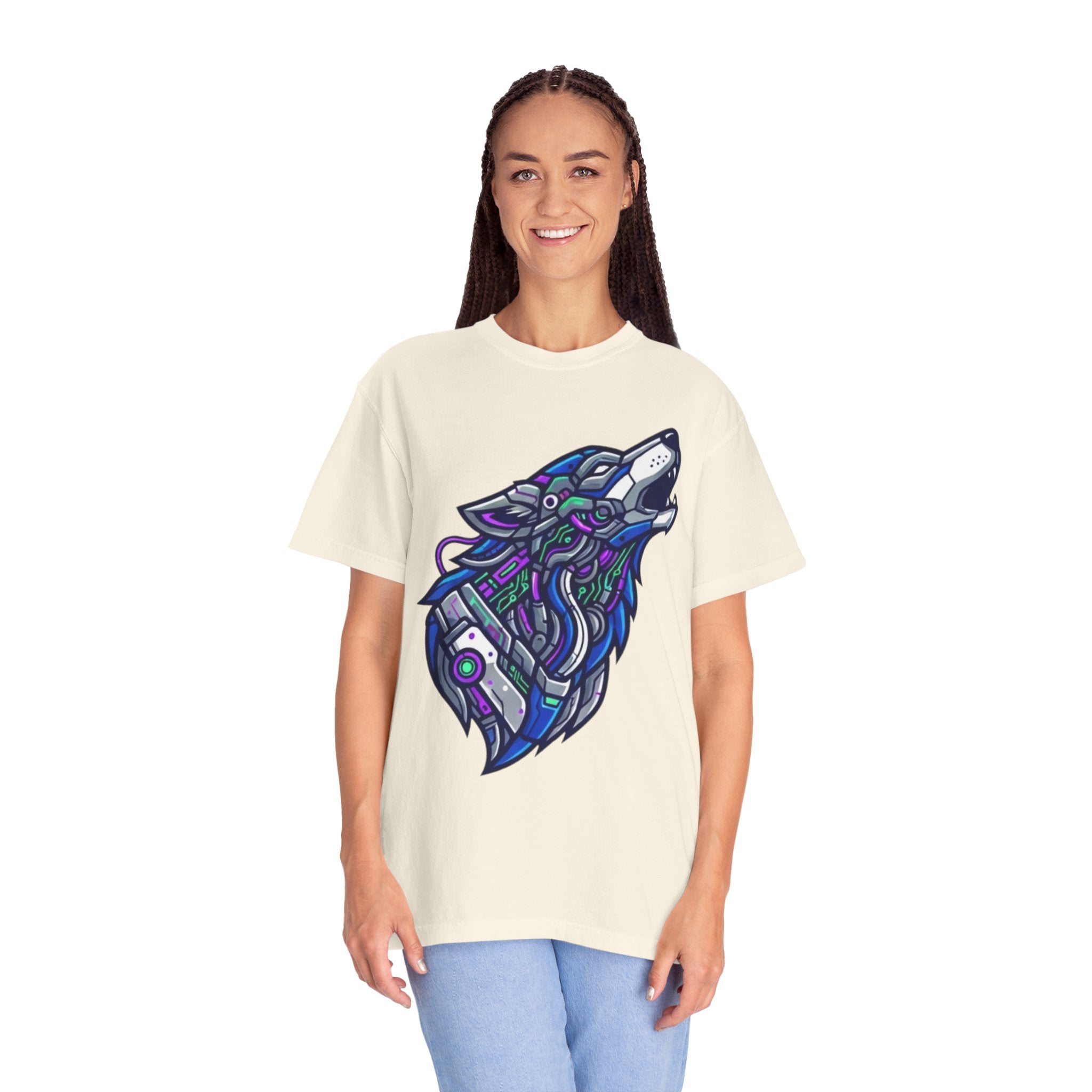 "Cyber Wolf" Unisex Garment-Dyed Tee