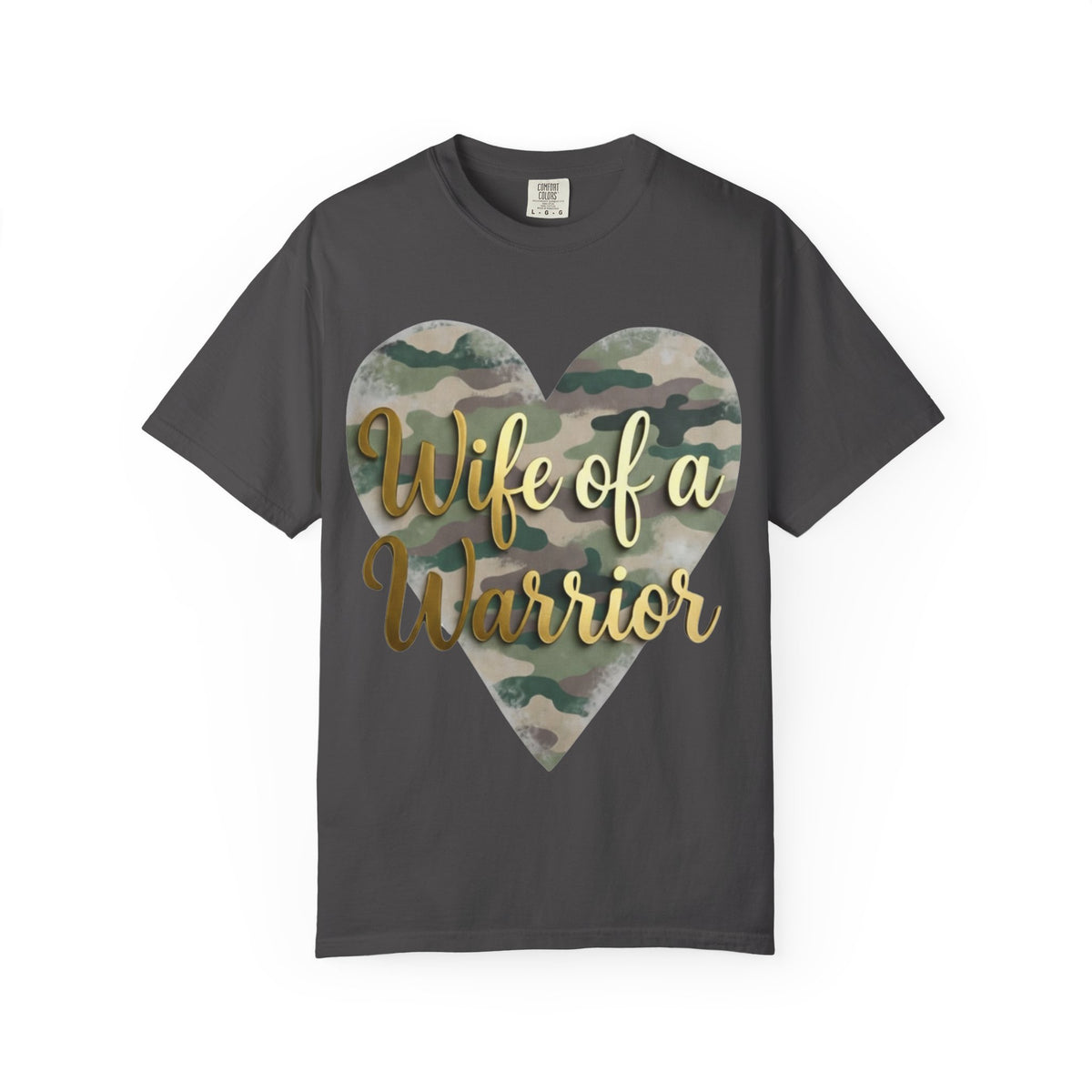 Color: Graphite | Wife of a Warrior Unisex Garment-Dyed T-shirt