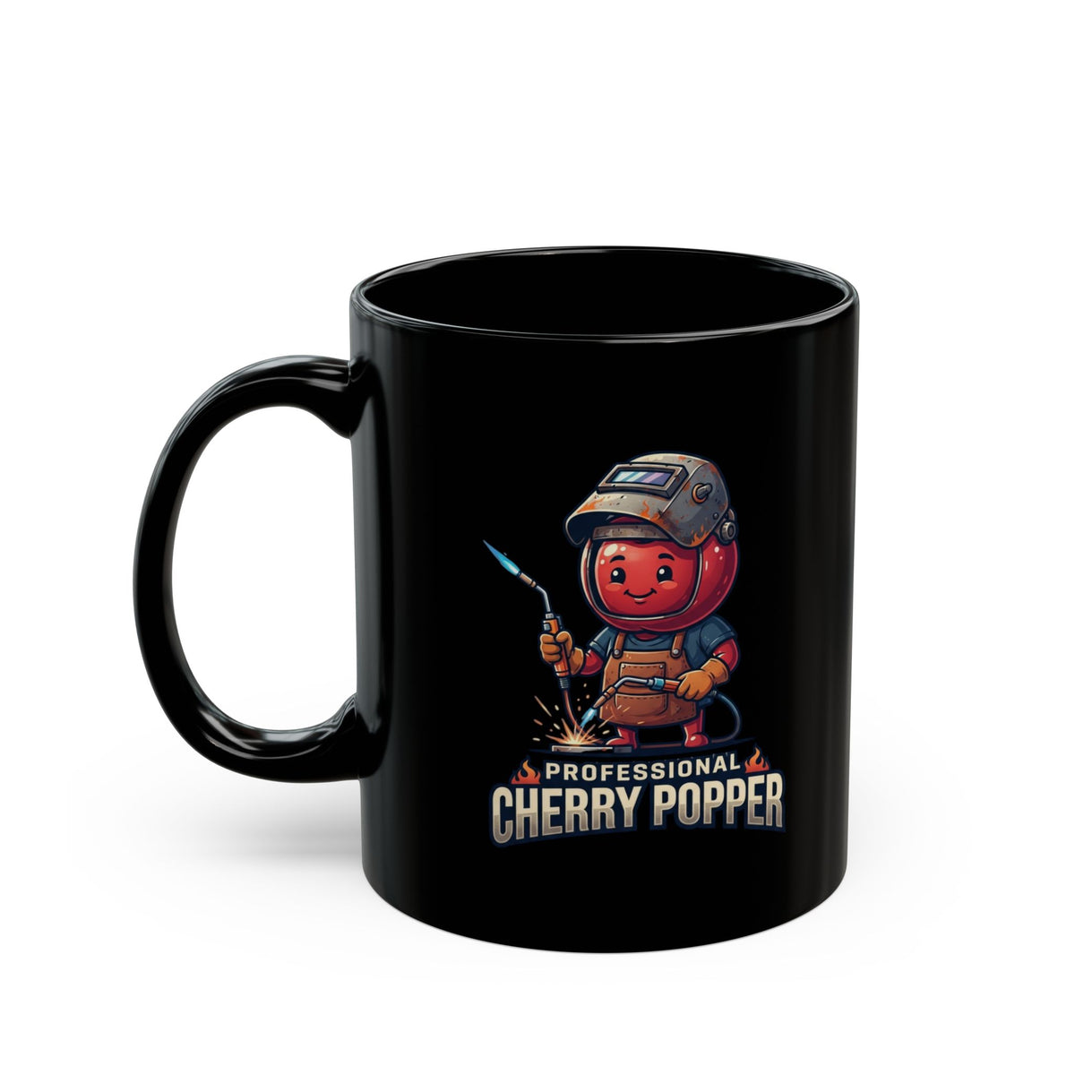 "Professional Cherry Popper" Black Ceramic Mug