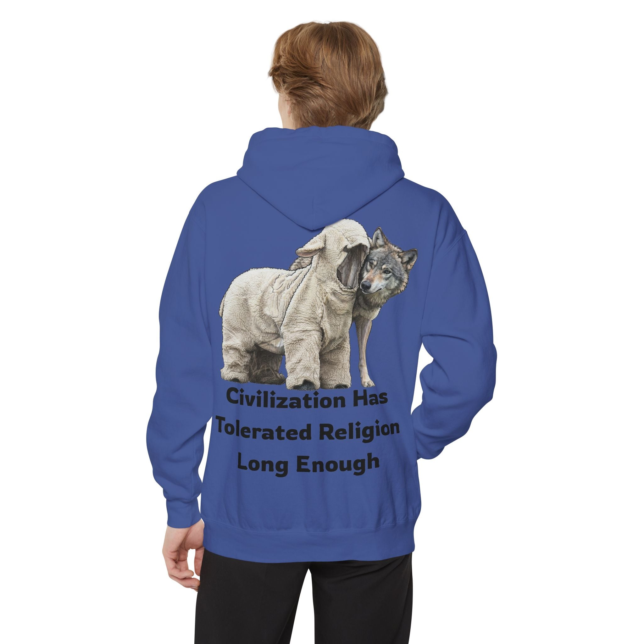 "Civilization Tolerated Religion" Garment-Dyed Hoodie