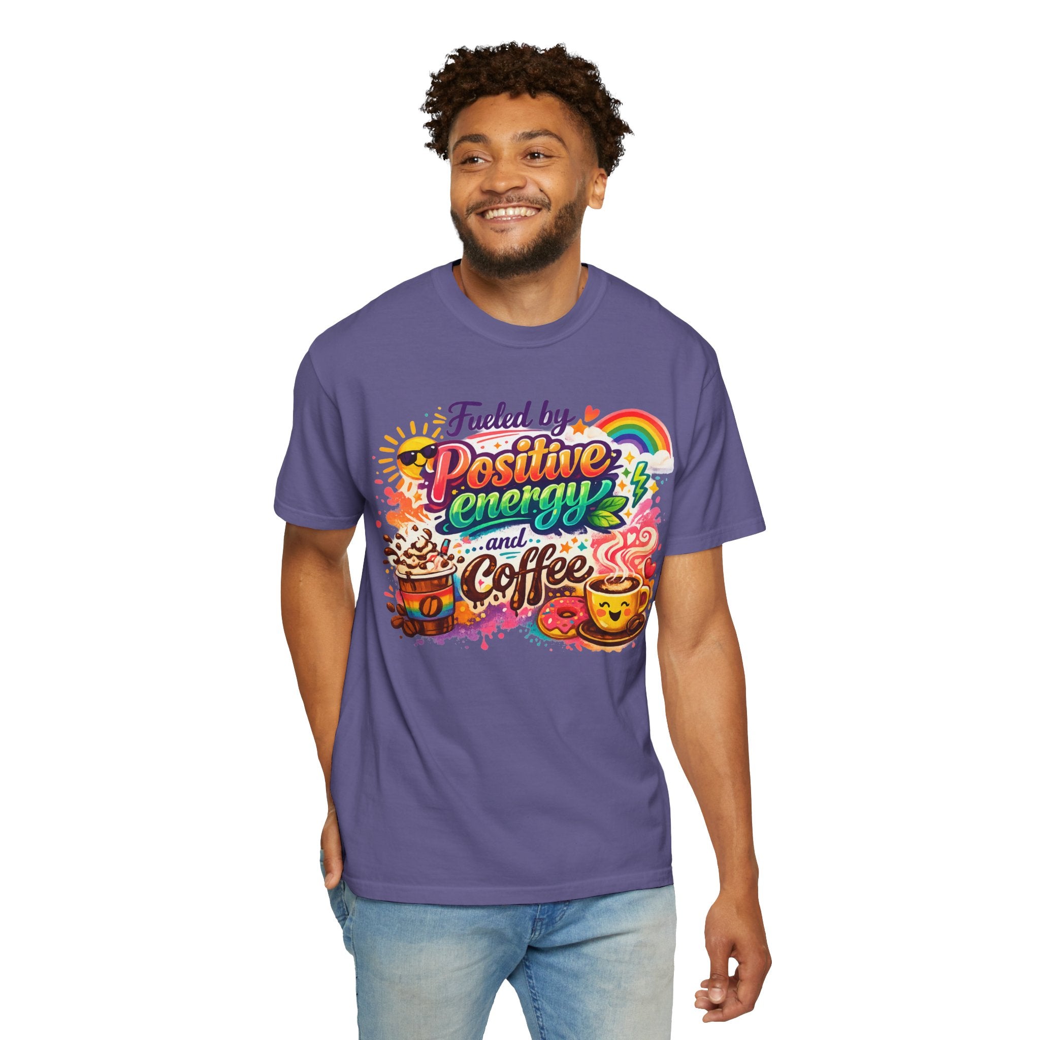 "The Caffeine-Induced Optimist" Unisex Garment-Dyed T-shirt