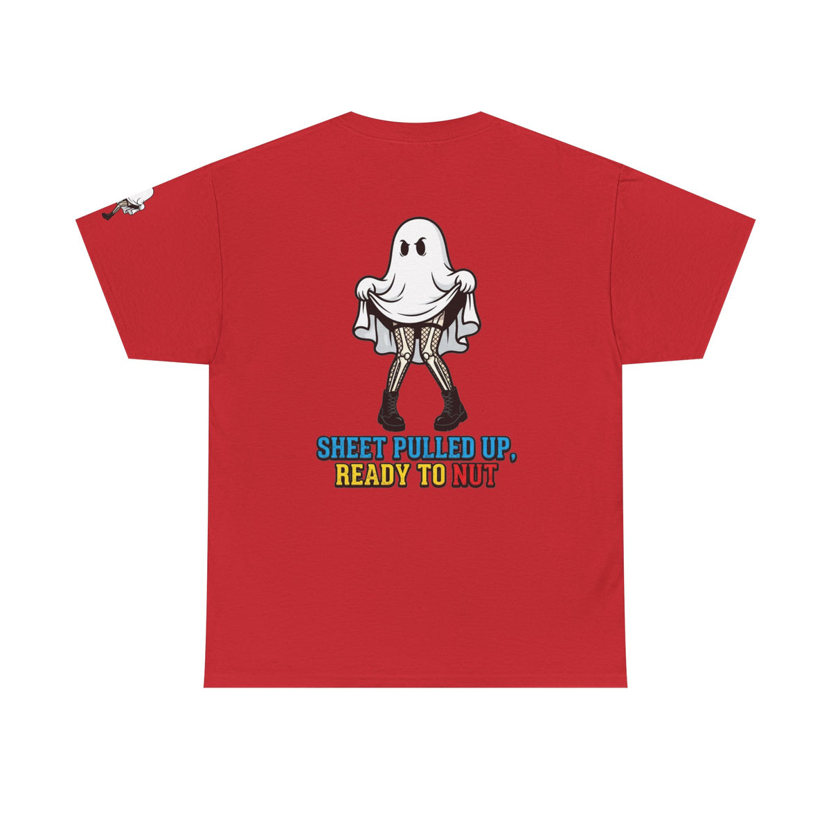 Color: Red | Sheet Pulled Up Ready to Nut Premium Graphic Tee