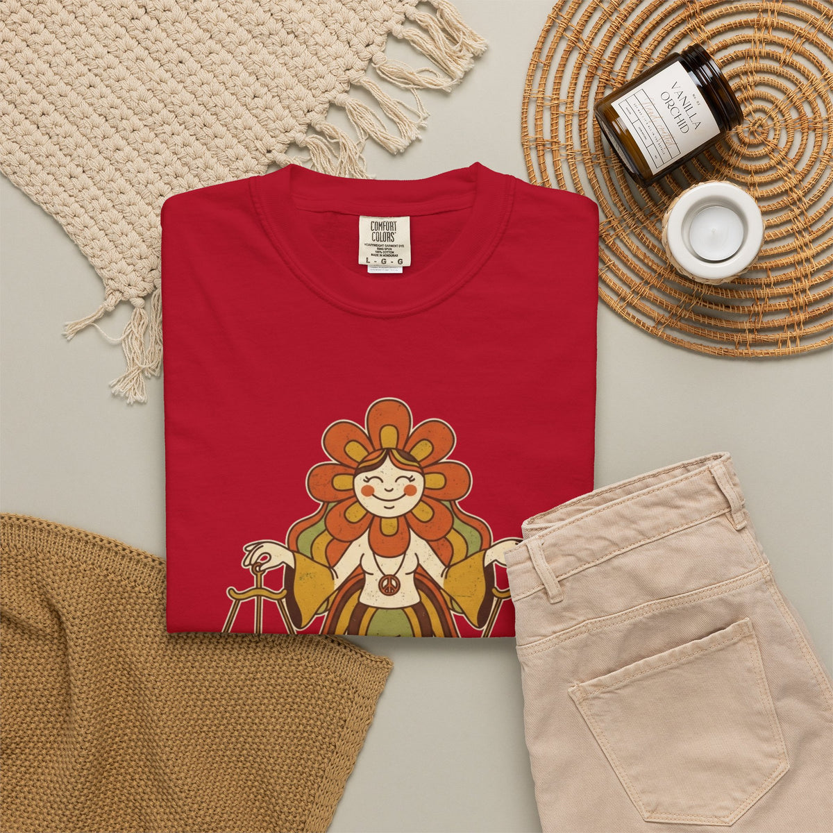 "Retro Mascot Groovy Libra" Unisex Garment-Dyed Tee