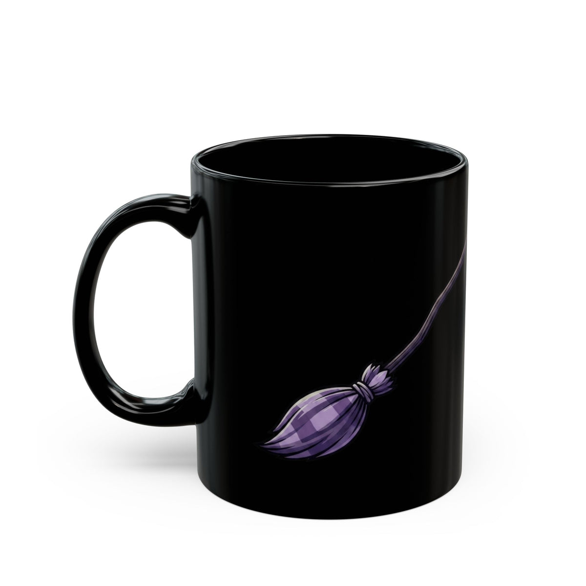 "Wanna See My Broomstick" Black Ceramic Mug — Graphic