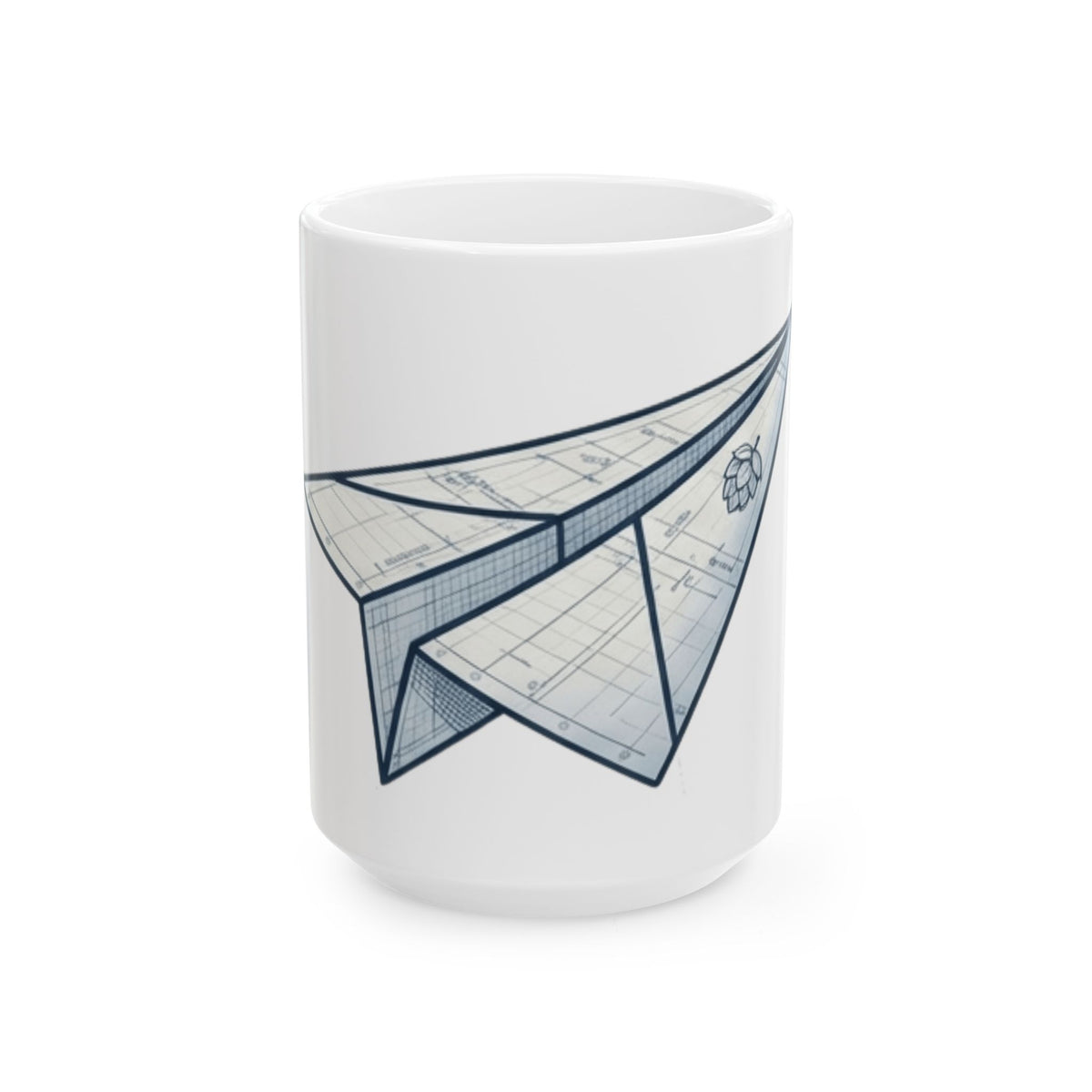 "Paper Plane Porterhouse" White Ceramic Mug — Graphic