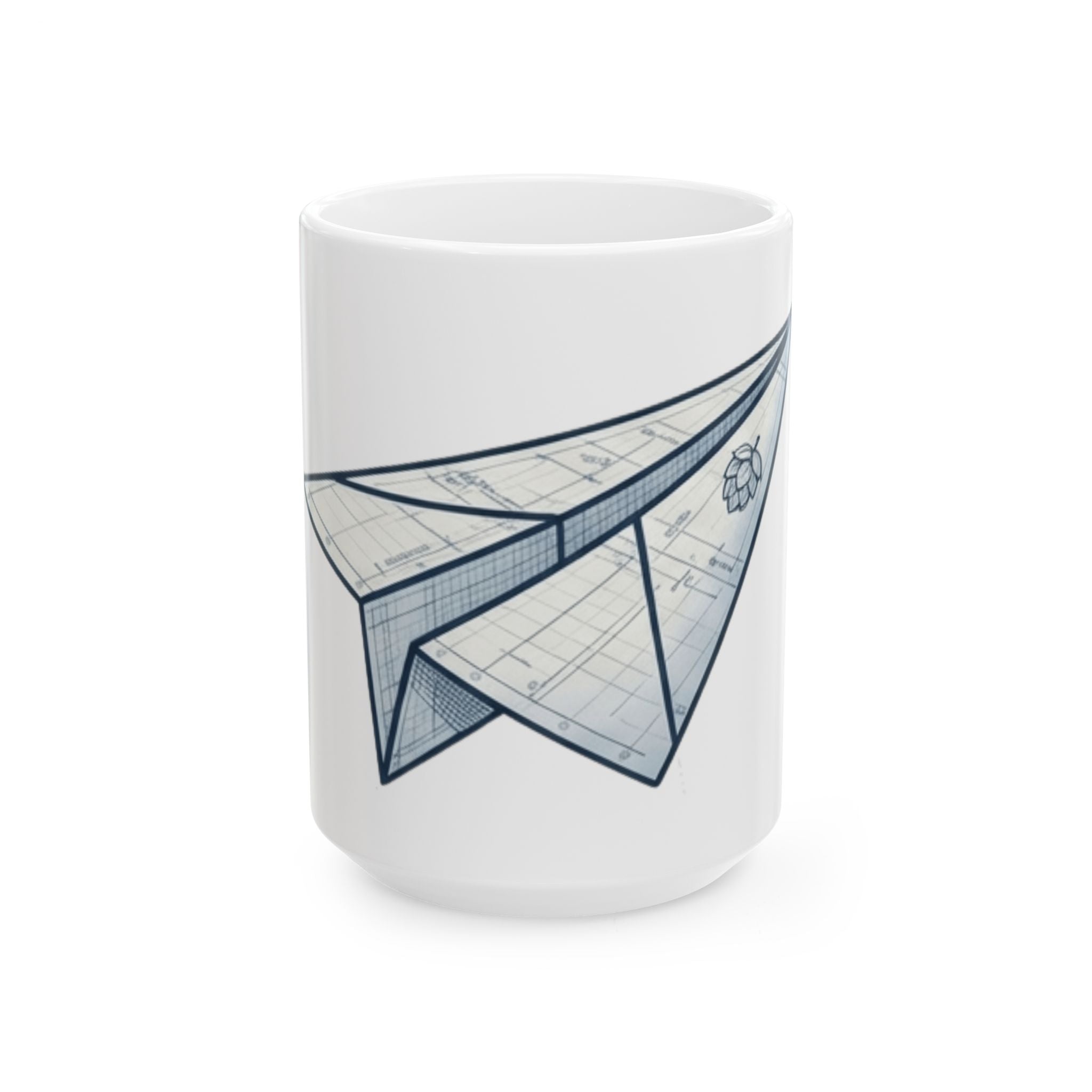 "Paper Plane Porterhouse" White Ceramic Mug — Graphic