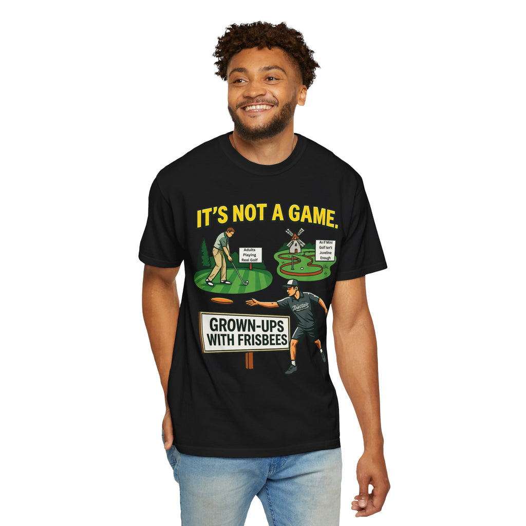 "Grown Ups With Frisbees" Unisex Garment-Dyed T-shirt