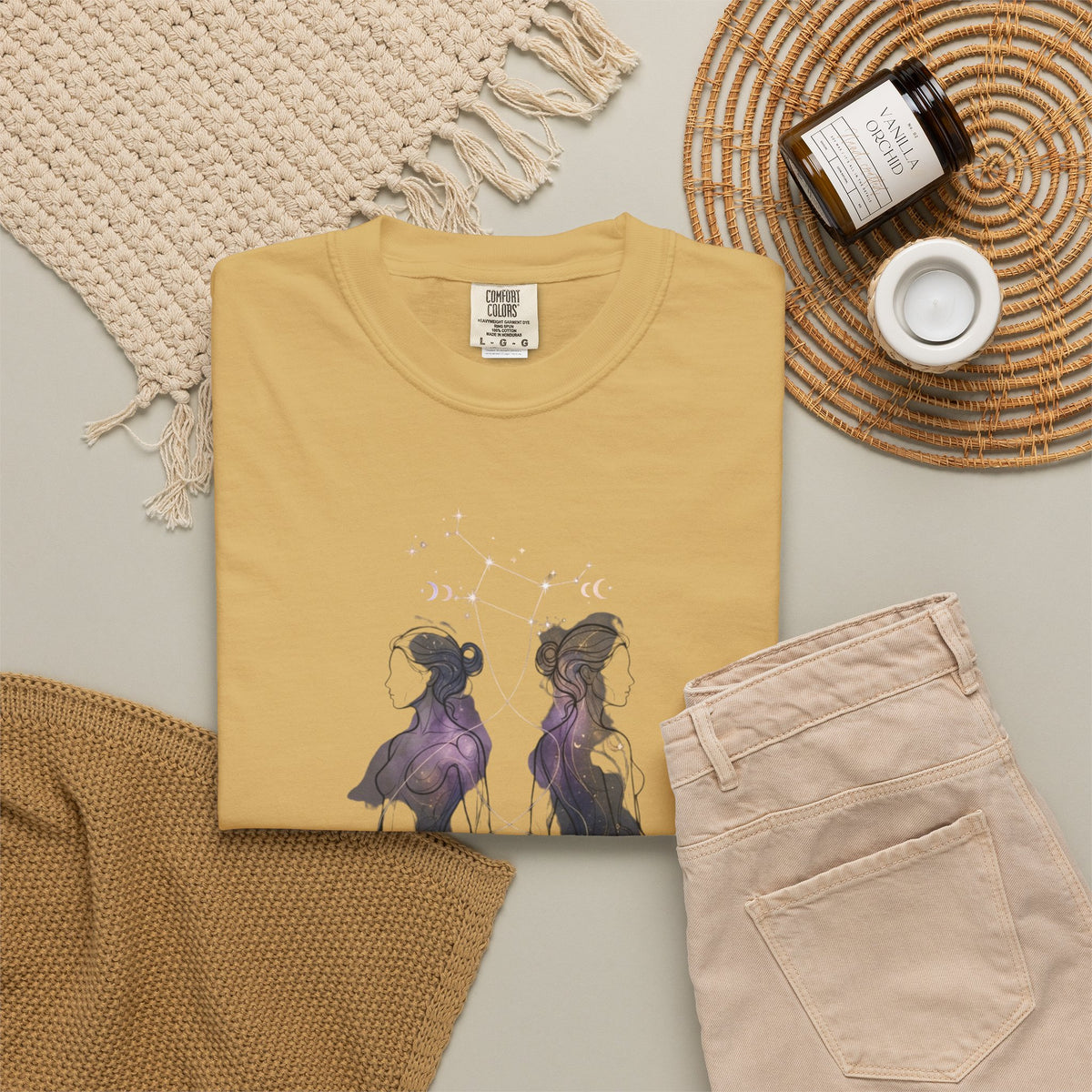 Gemini The Celestial Twins Unisex Garment-Dyed Tee