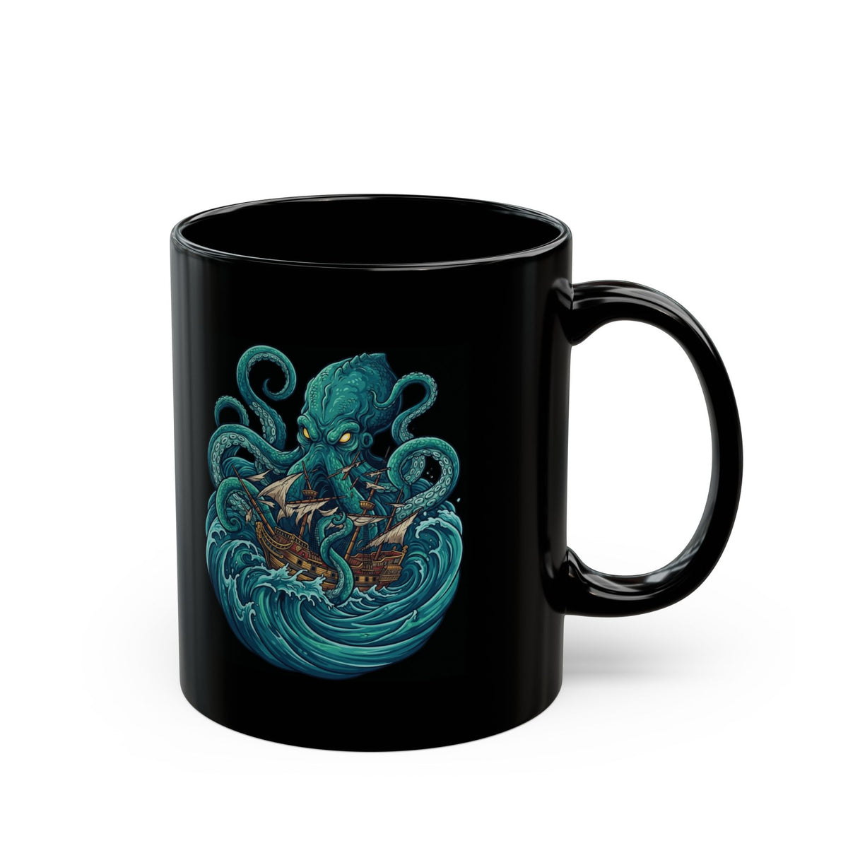 "The Kraken (Norse-Global Maritime)" Black Ceramic Mug