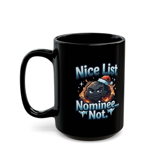 "Nice List Nominee" Black Ceramic Mug