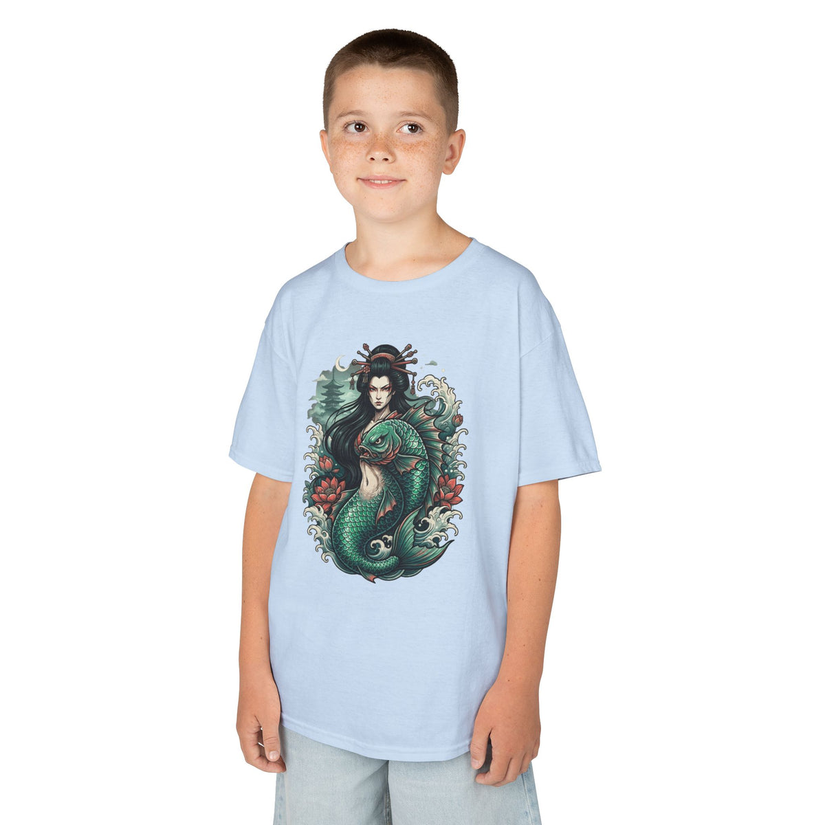 Color: Light Blue | Ningyo (Japanese Folklore) Kids Tee