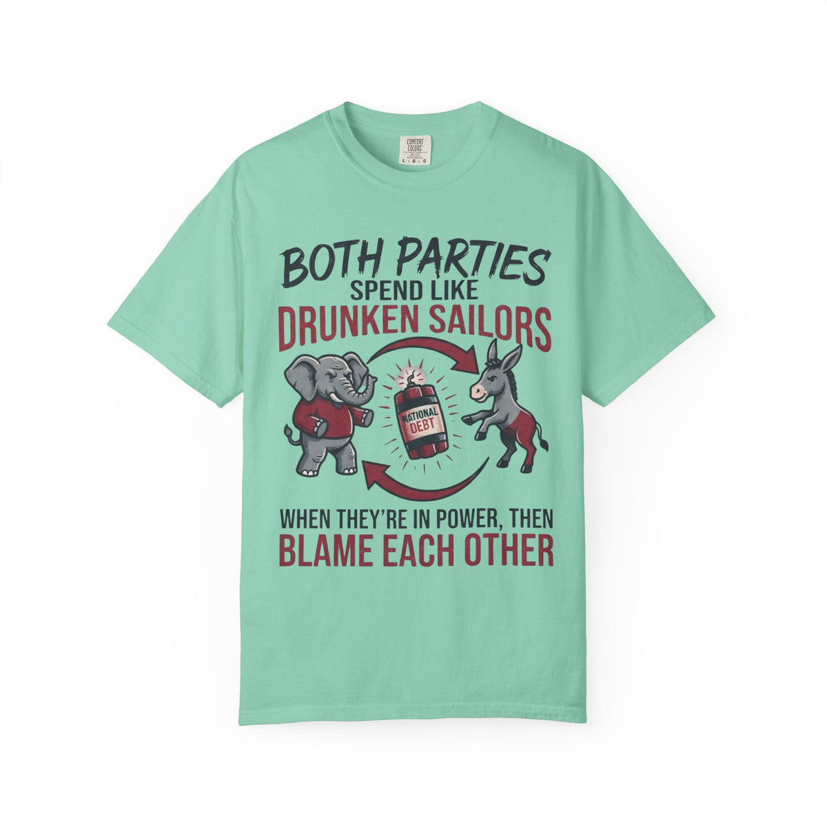 Color: Island Reef | Protest Series - Audit The Spending Unisex Garment-Dyed Tee