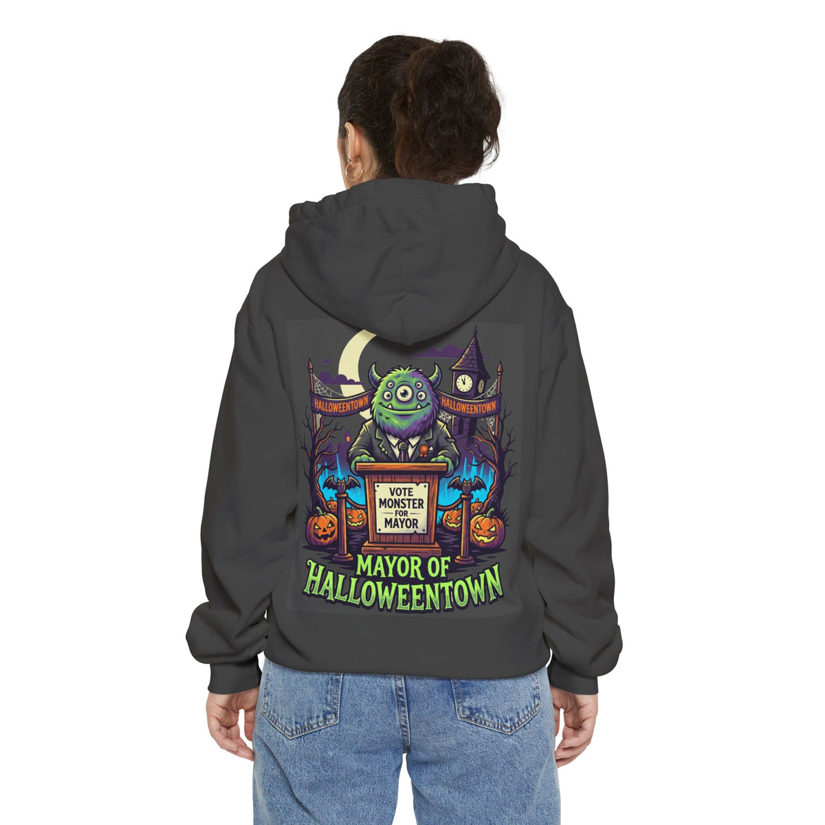 Color: Pepper | Vote Monster For Mayor Garment-Dyed Hoodie