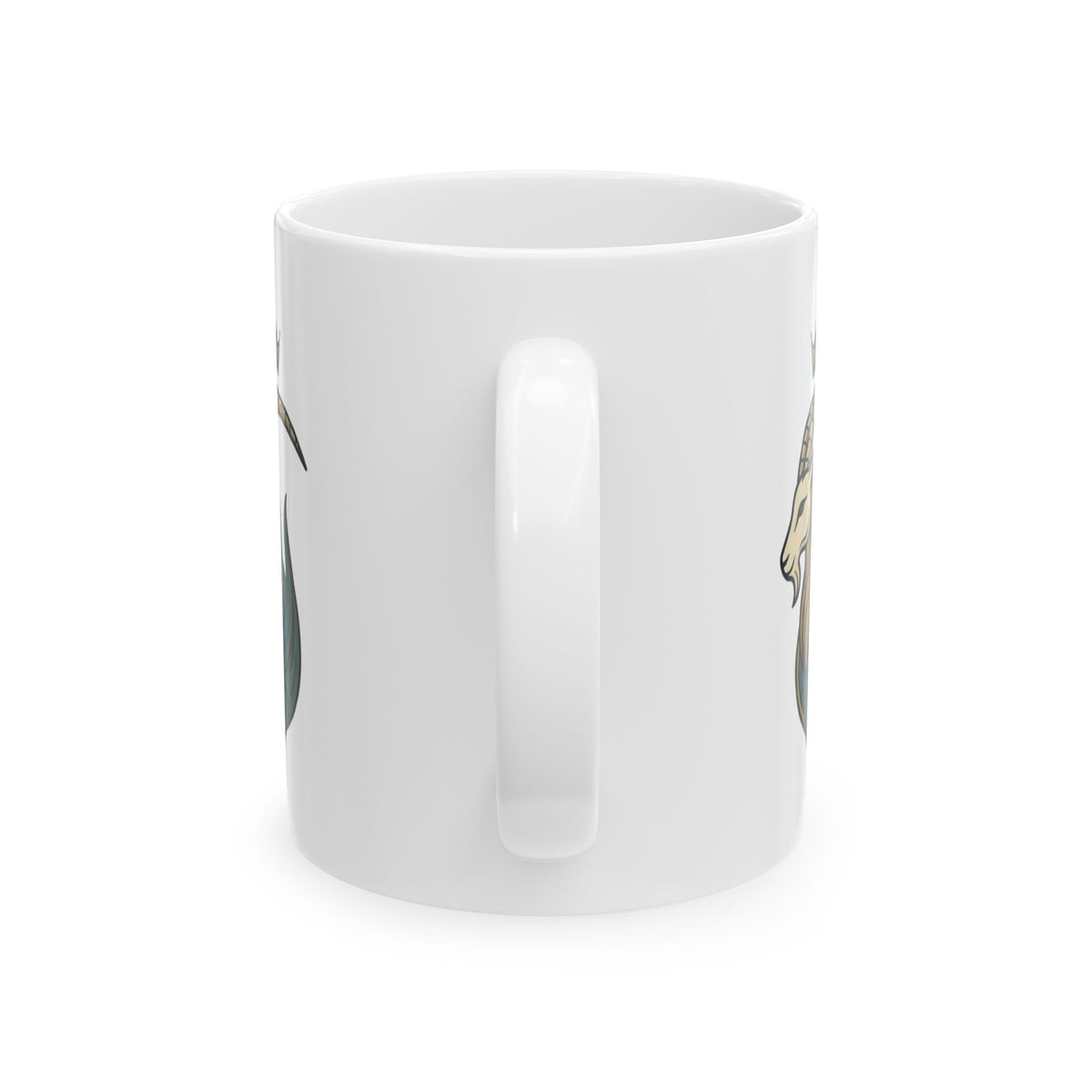 "Capricorn- The Sea-Goat Crest" White Ceramic Mug — Graphic