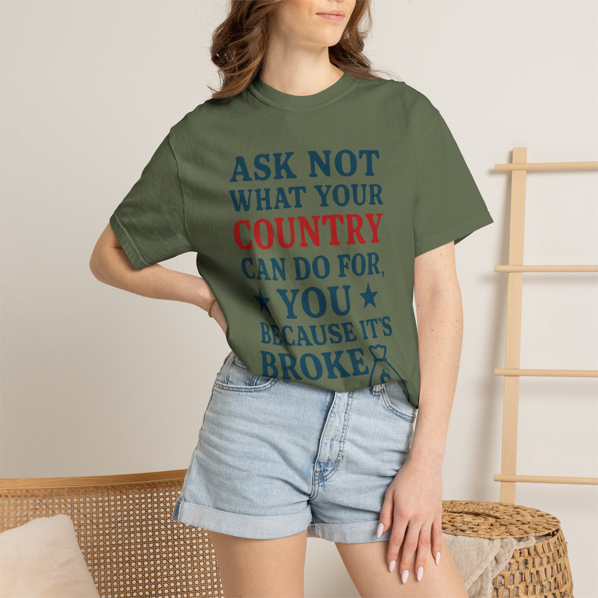Color: Sage | Because It’s Broke Unisex Garment-Dyed T-shirt