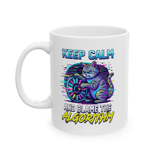 "Keep Calm And Blame The Algorithm" White Ceramic Mug