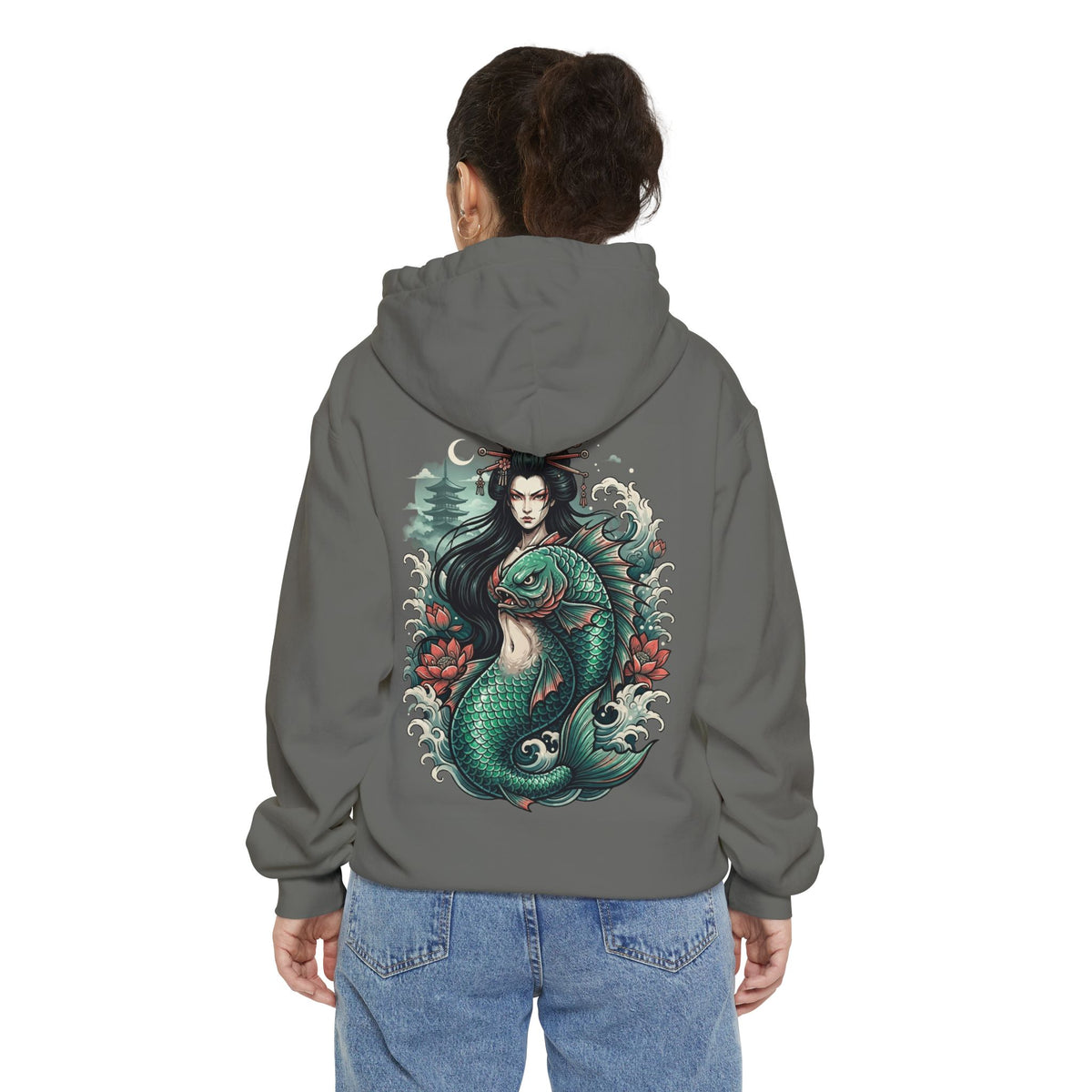 Color: Grey | Ningyo (Japanese Folklore) Garment-Dyed Hoodie