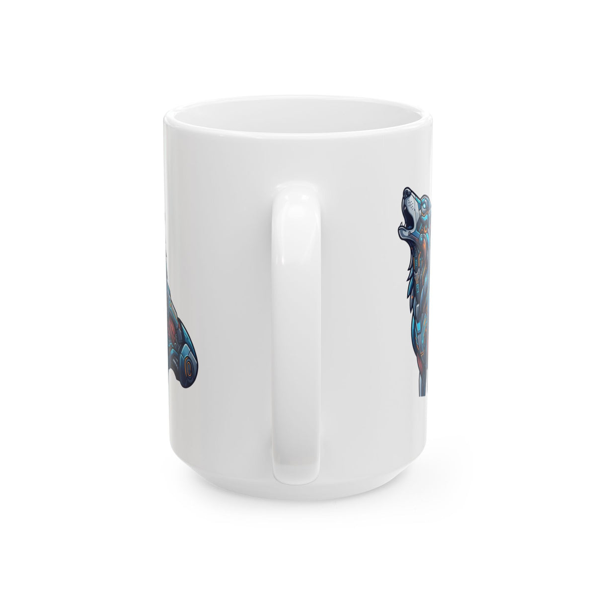 "Cyber Wolf" White Ceramic Mug