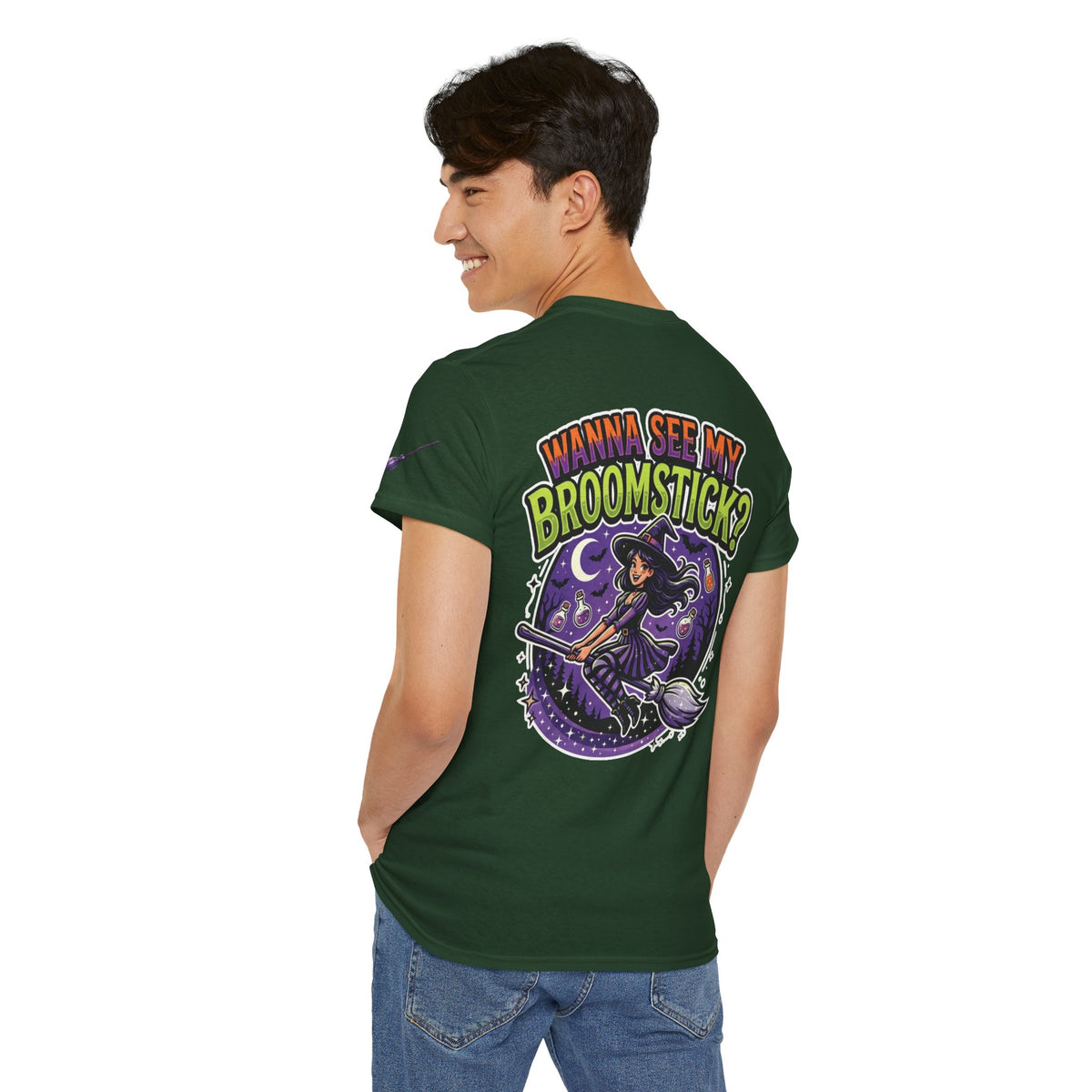 Color: Forest Green | Wanna See My Broomstick Premium Graphic Tee