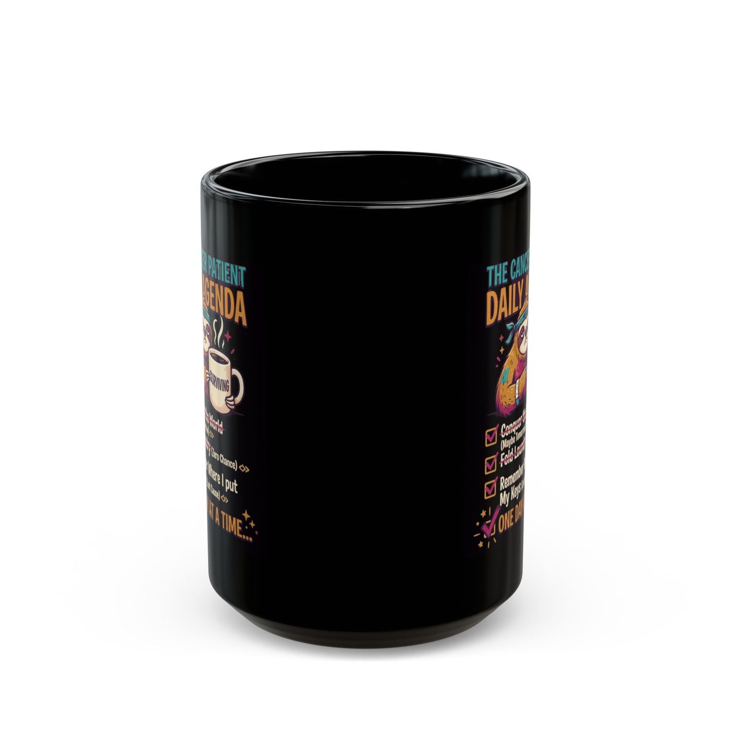 "Cancer One Day At A Time" Black Ceramic Mug
