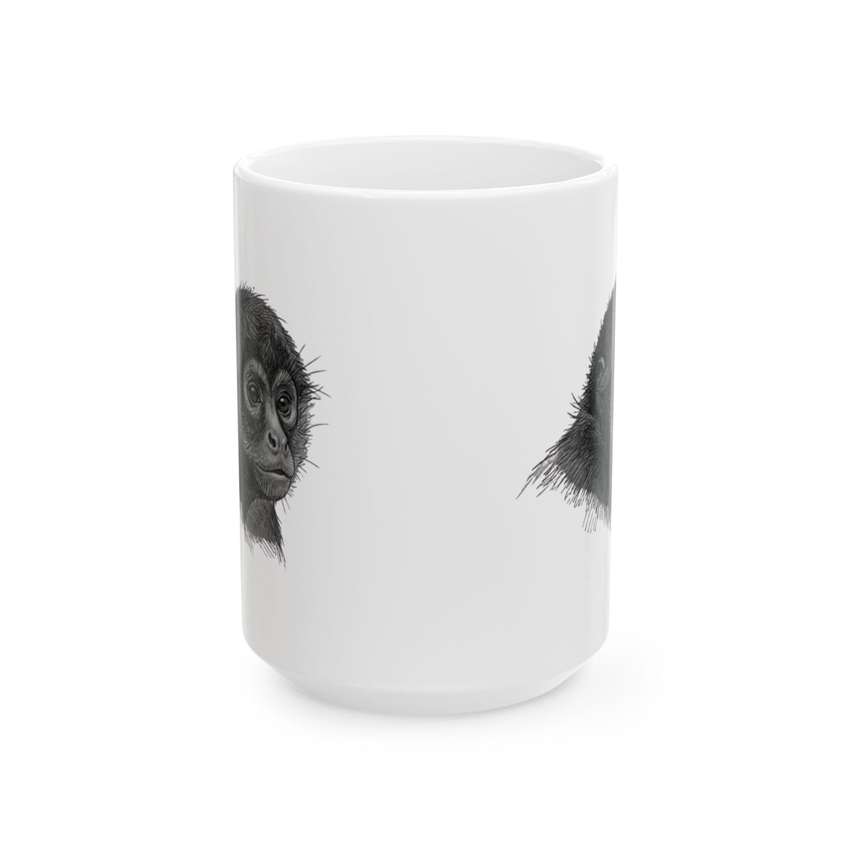 "Pencil Sketch Art Spider Monkey" White Ceramic Mug — Graphic