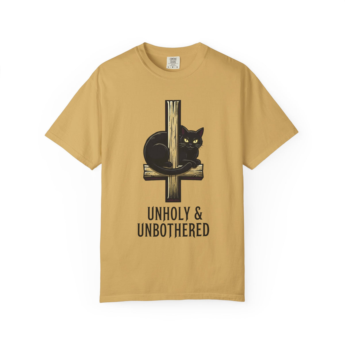Color: Mustard | Unholy and Unbothered Unisex Garment-Dyed Tee